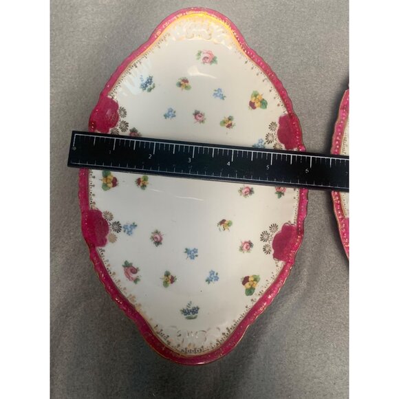 Vintage Victoria Austria Floral Ceramic Serving Platters Set of 3 Pink & White - Picture 9 of 16